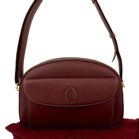 Must De Cartier Bordeaux Leather Shoulder Bag 